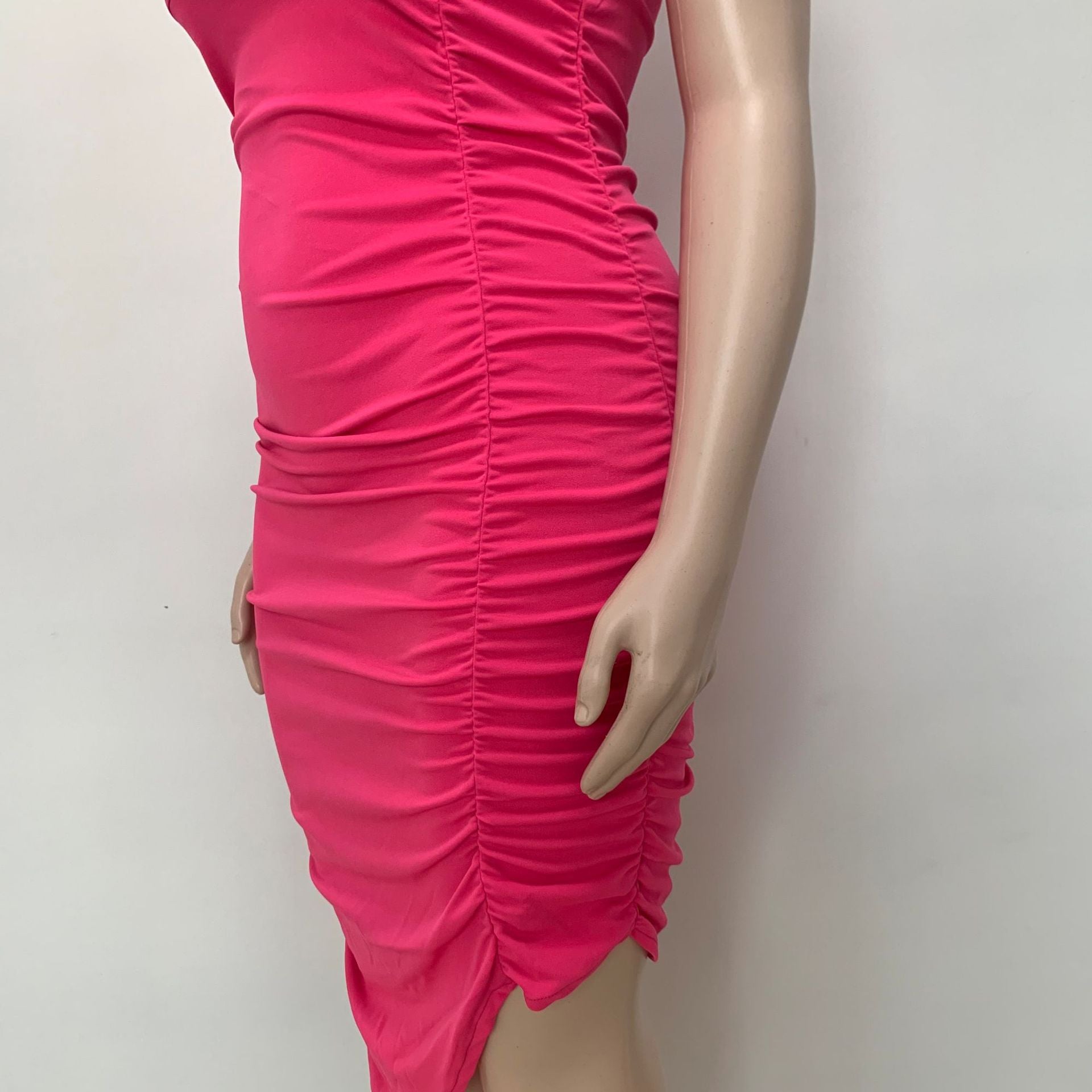 Plus Size Women's Fall Solid Color Pleated Tight Fitting Dress 13