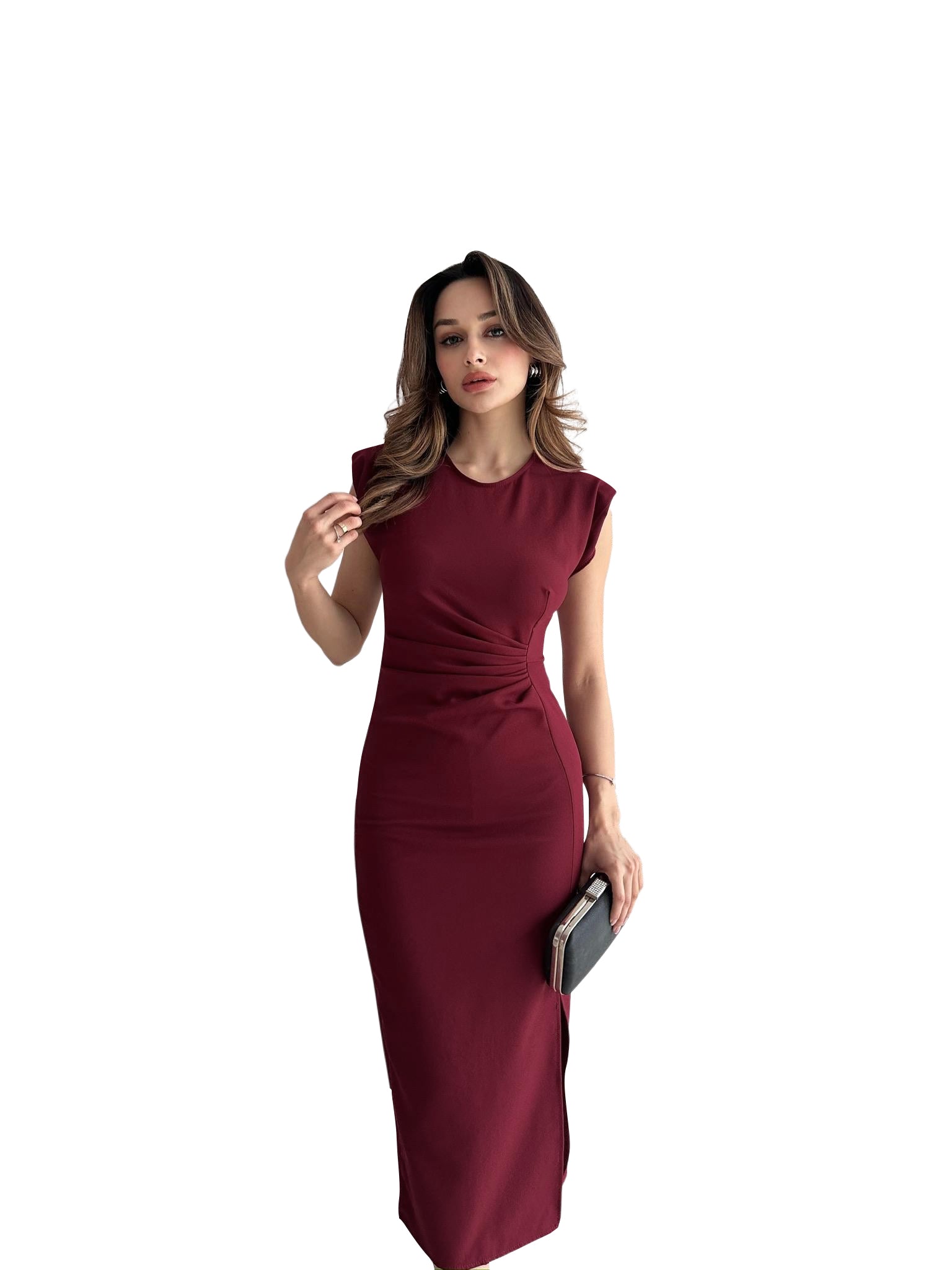 Solid Color Sleeveless Elegant Midi Dress 3