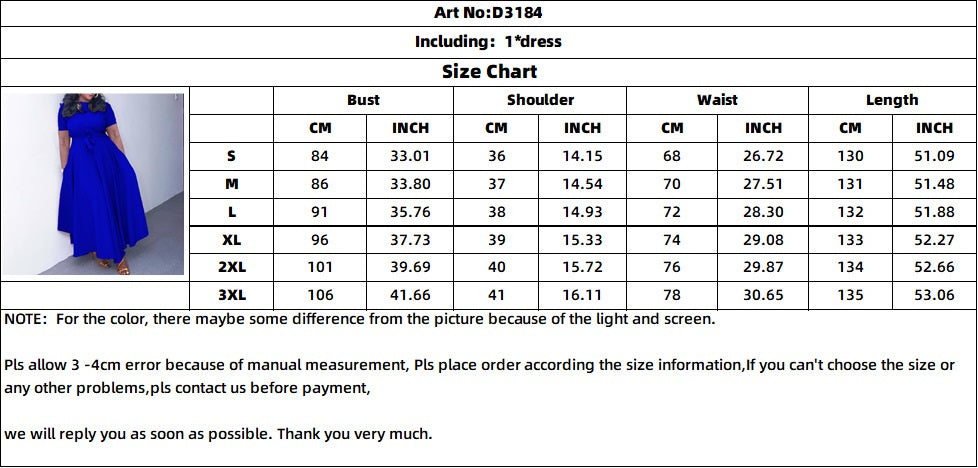 Women'S Summer Fashion Chic Solid Short Sleeve A-Line Africa Plus Size Dress 14