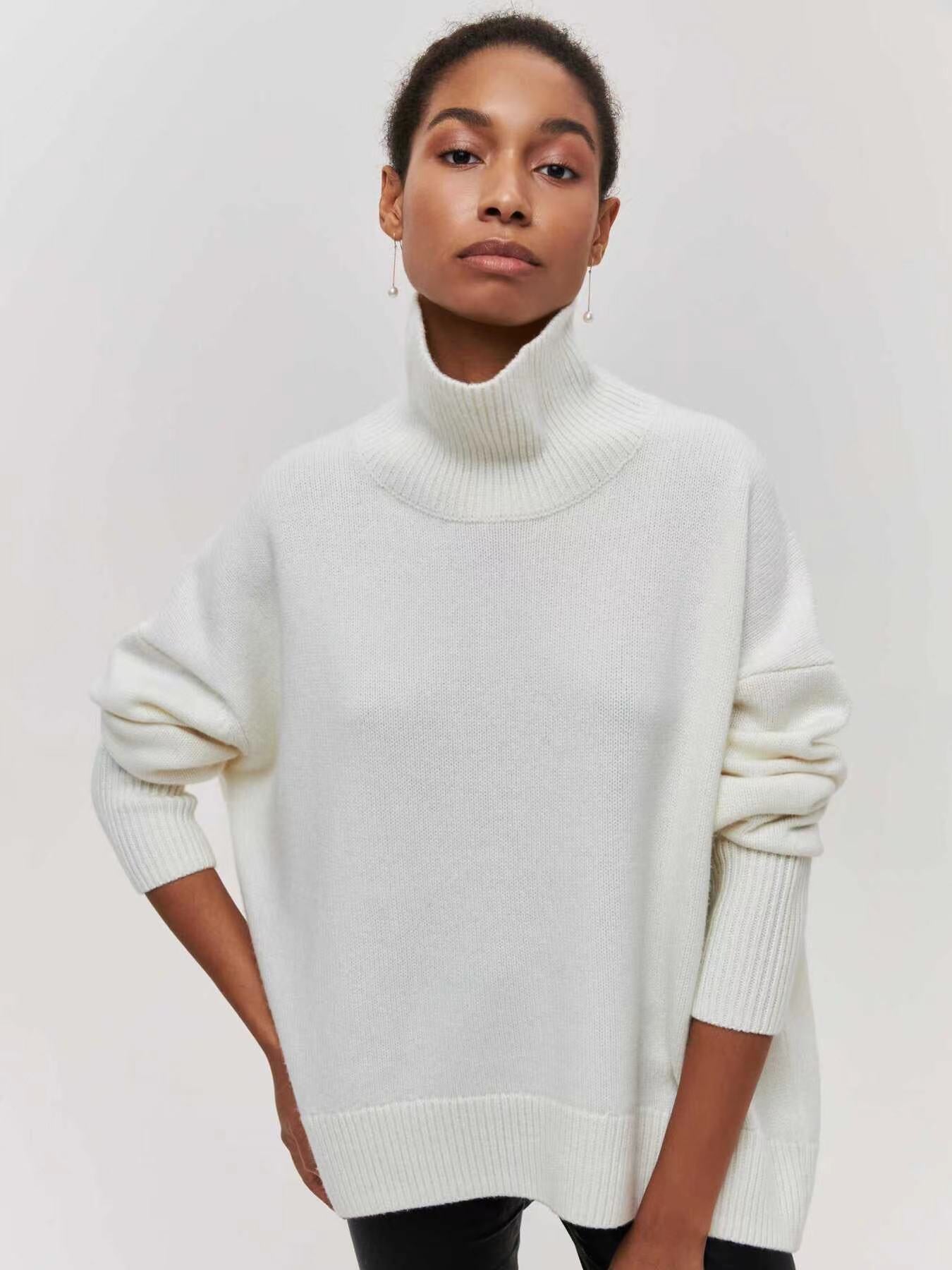 Women loose turtleneck sweater 7