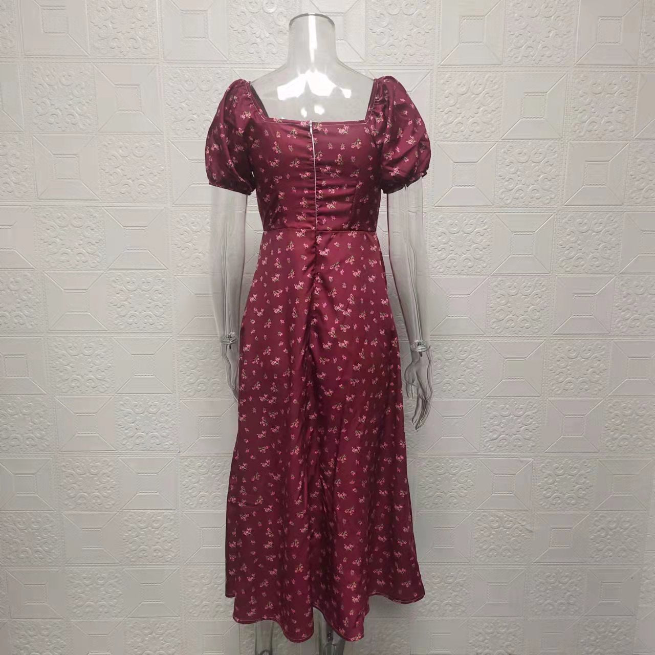 Square Neck Long Floral Summer Dress 31