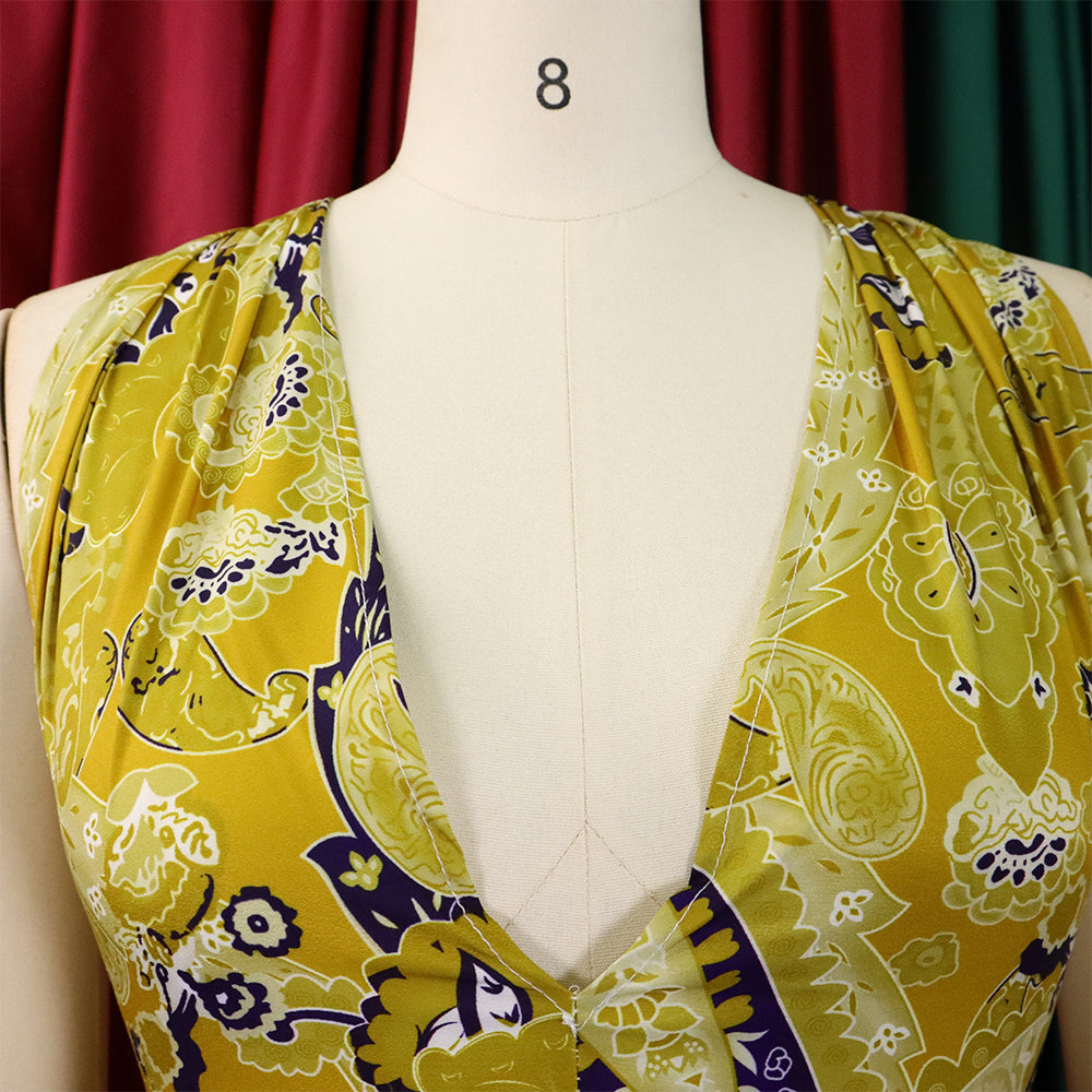 Plus Size Women African Print Halter Neck Beach Jumpsuit 14