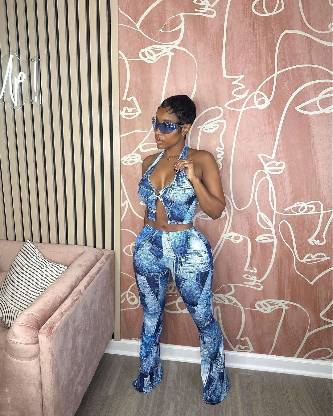 Women Sexy Printed Top and Pant Two-piece Set 4