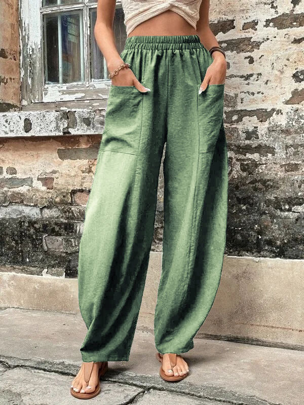Women's Pants Solid Color Casual Elastic Trousers 7