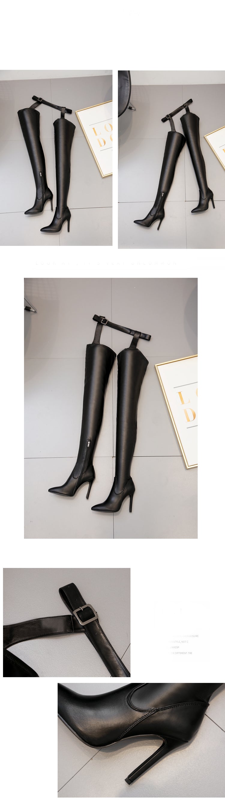 Stiletto Pointed Toe Sexy Over-The-Knee Boots Plus Size High-Heeled Leather Boots 14