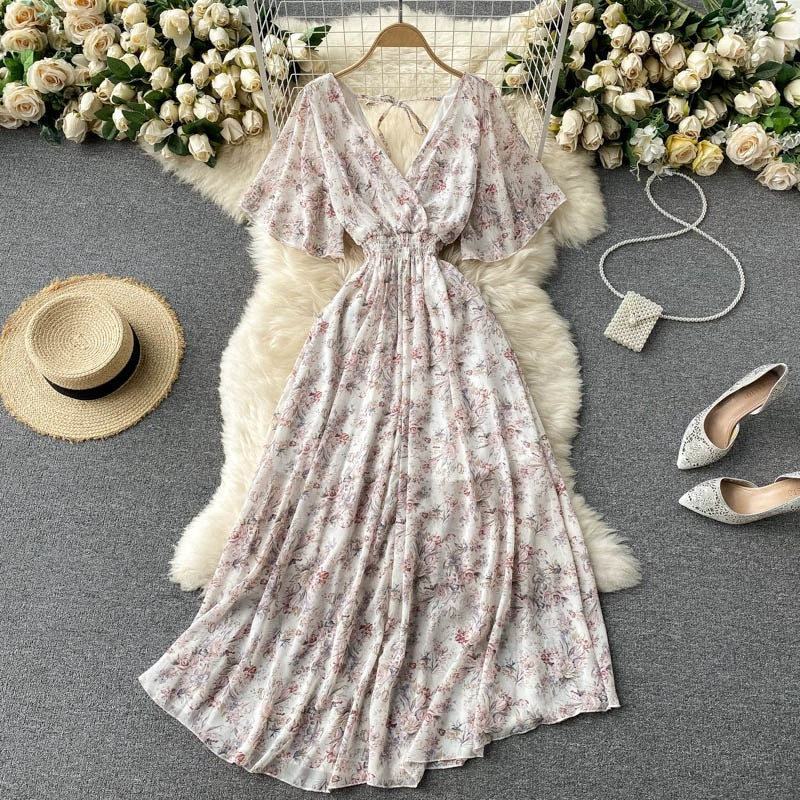 Women Summer Sexy V-Neck Beach Holidays Dress 6