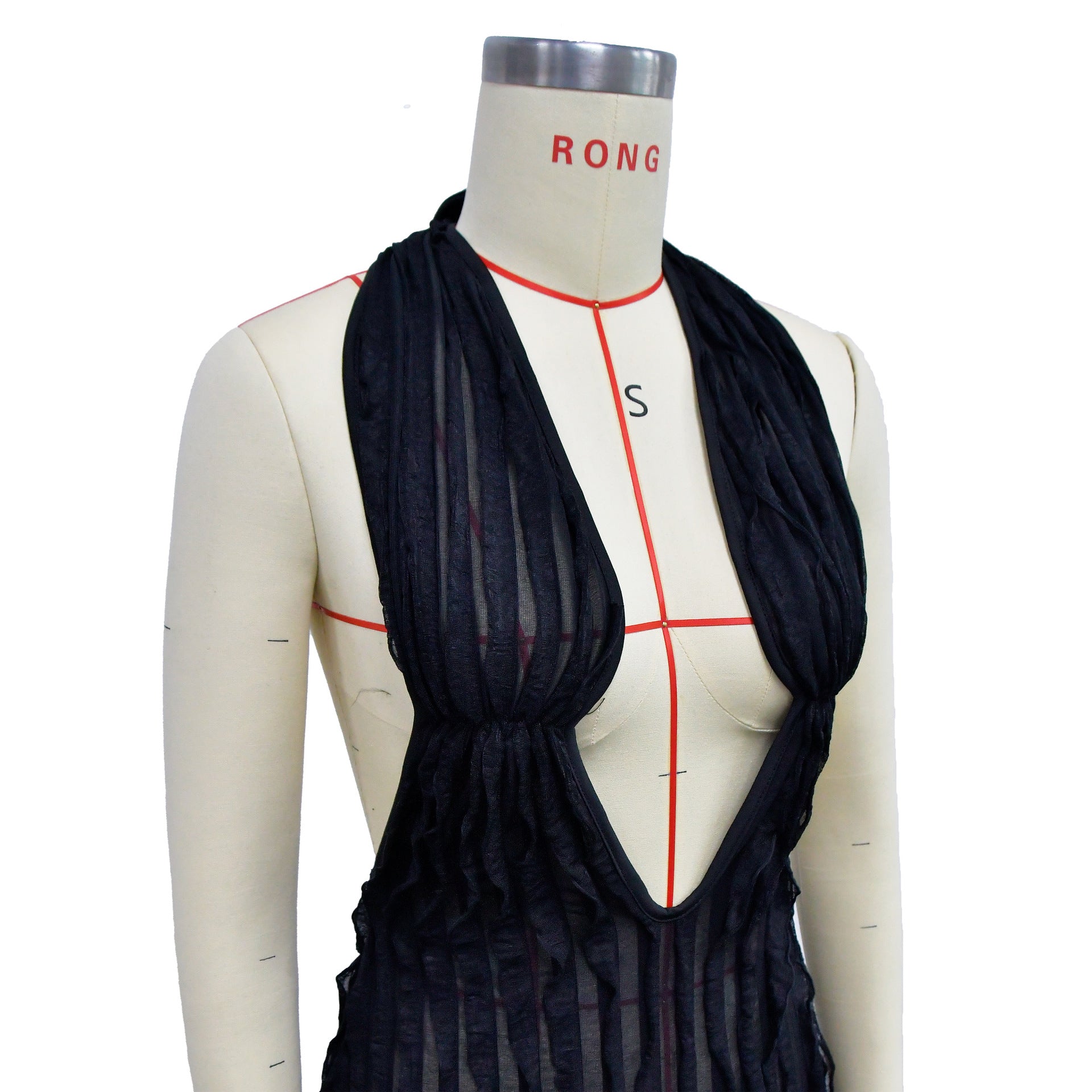 Women Solid Hollow Wave Pattern Dress 23