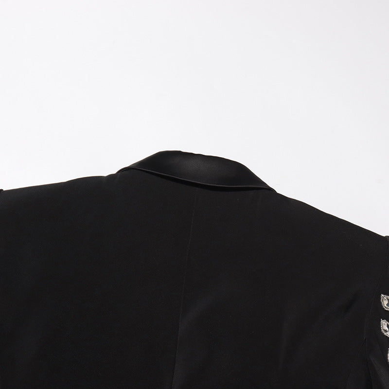 Women V-neck Beaded Diamond Blazer 17