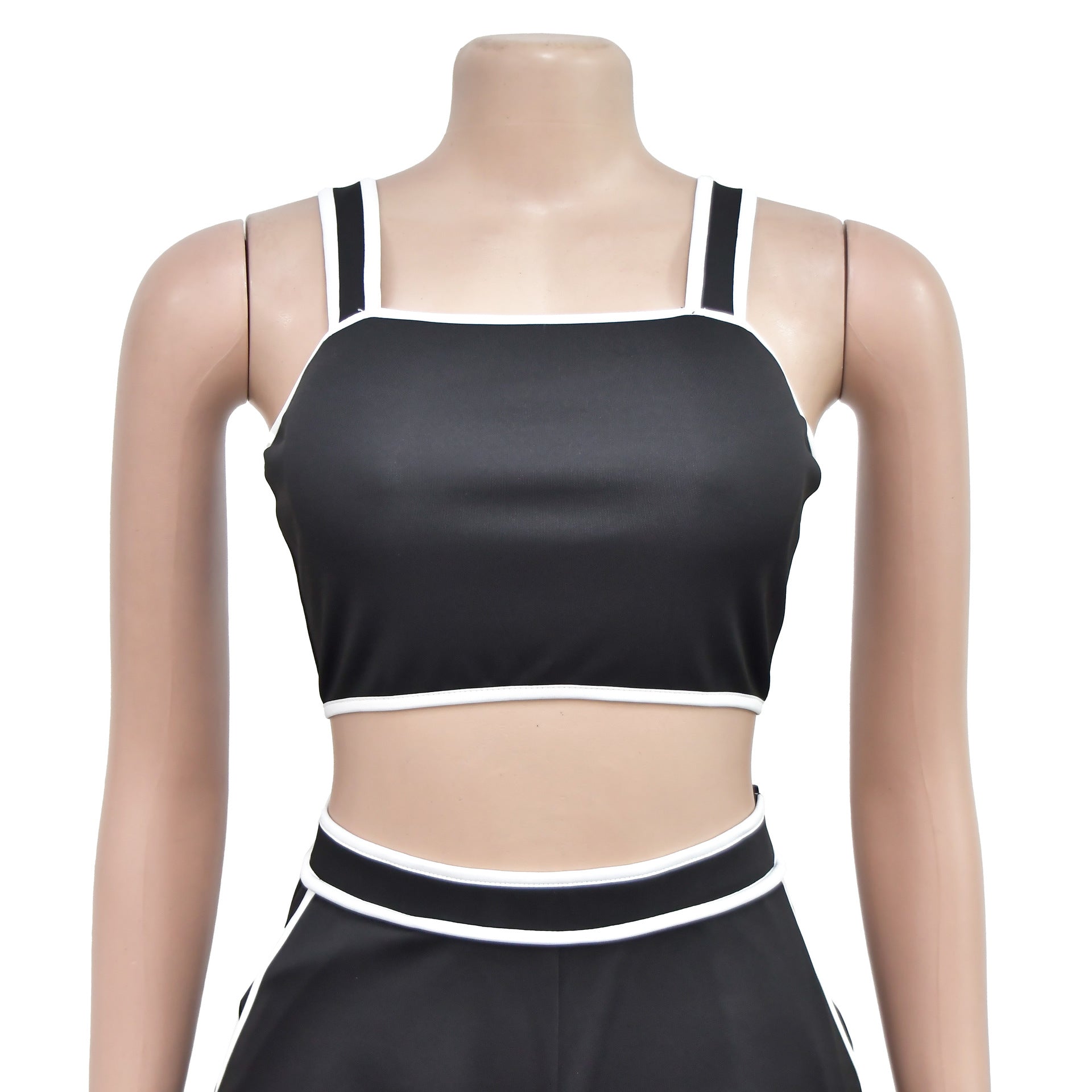 Women Solid Strapless Top Shorts Two-Piece Set 15