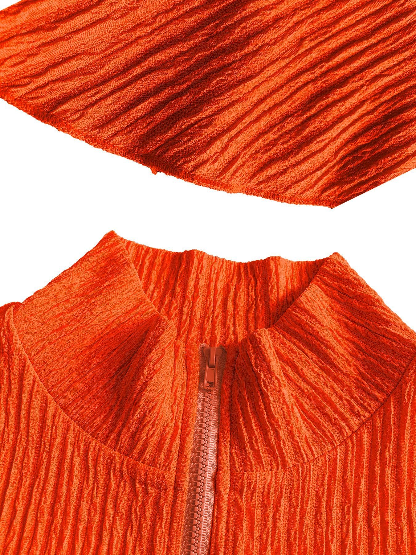 Women Solid Zippered Cropped Top Two-piece set with ruffled skirt 32