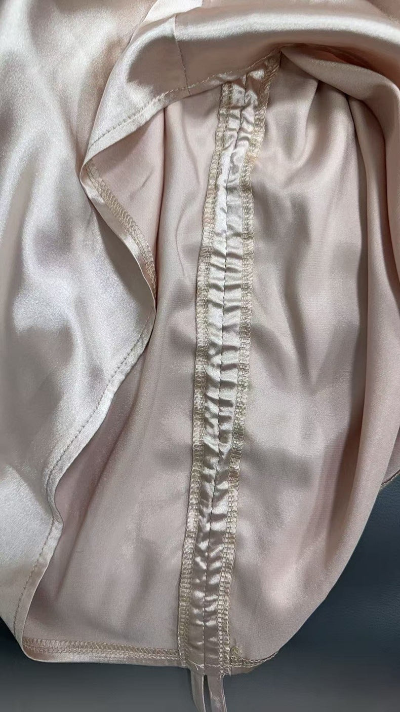 Women's Satin Shirt Asymmetric Slash Shoulder Long-Sleeve Blouse 12