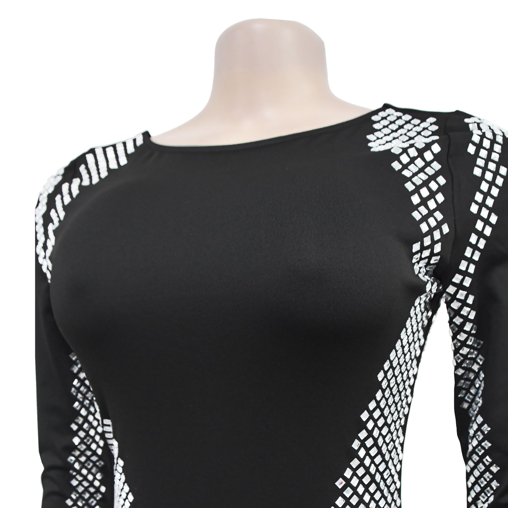 Women Long Sleeve Backless Slit Dress 15