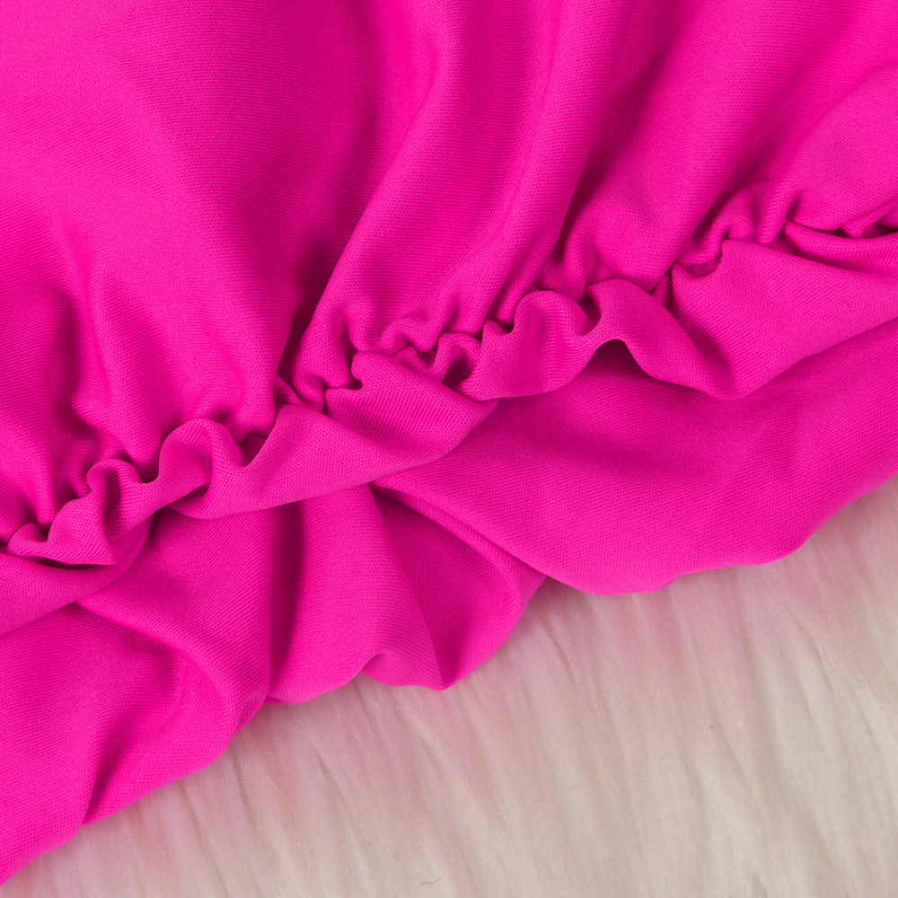 Women Sexy Solid Patchwork Gathered Sports Top and Pant Two-piece Set 20