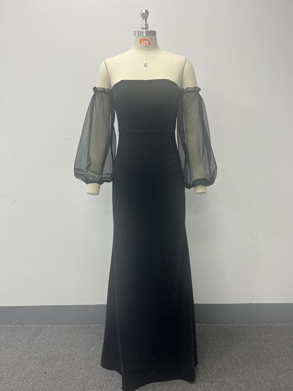 Women's Strapless Multi-Wear See-Through Mermaid Prom Dress Black Evening Gown 10