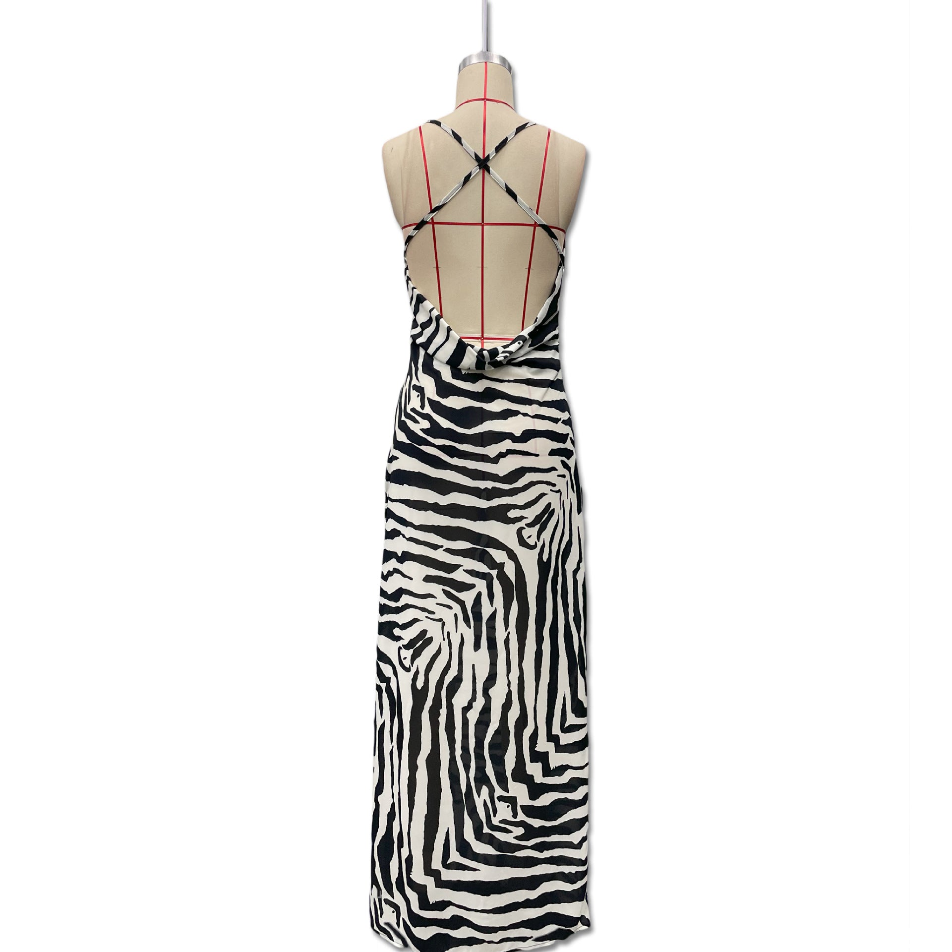 Women autumn zebra print slit lace see-through sexy holidays Dress 9