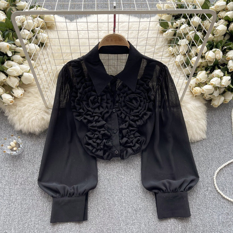 Women French Chiffon shirt Top 3