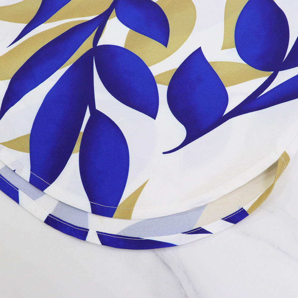 Summer Women Fashion Printed Short Sleeve Casual Shirt Dress 10