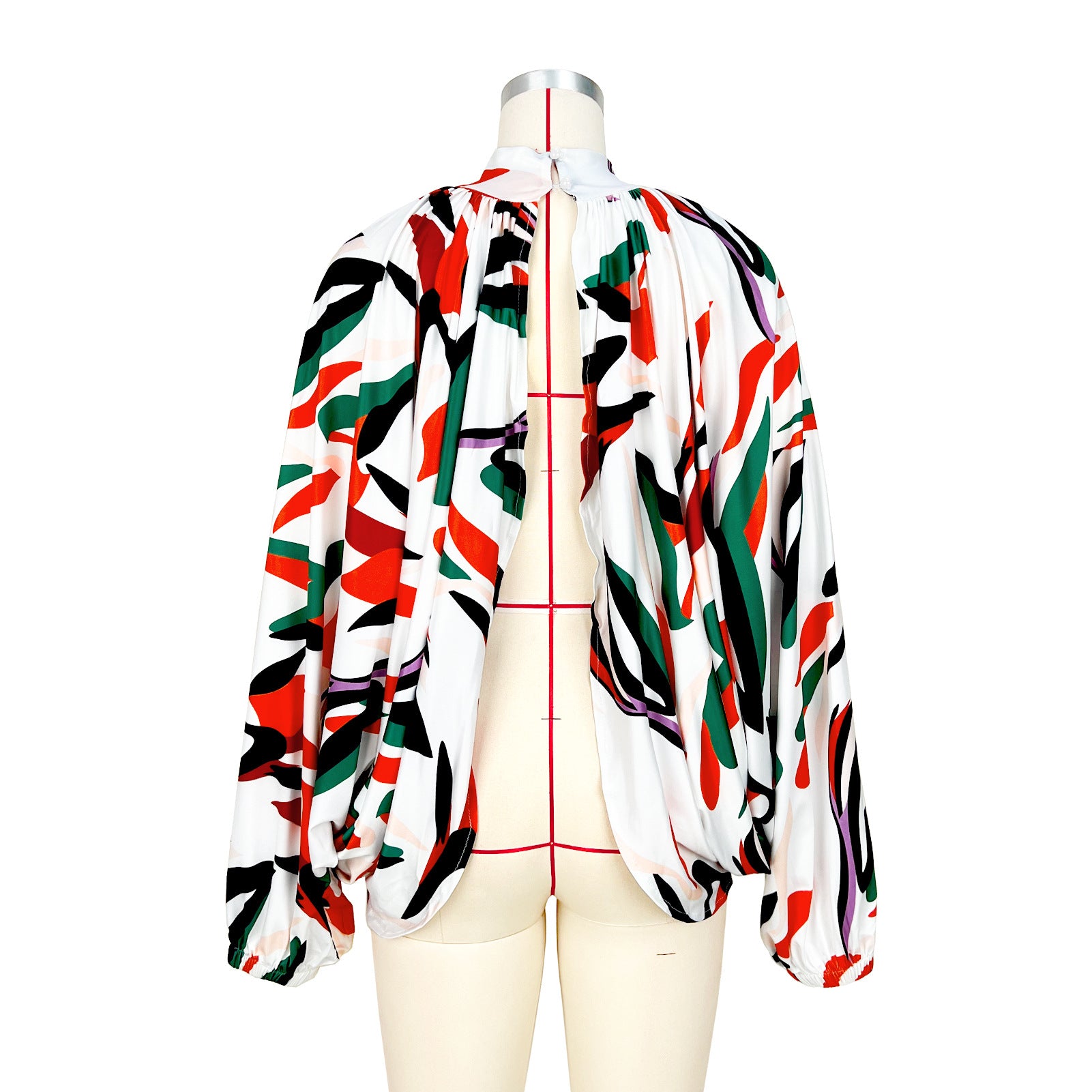 Women Buttoned Printed Bat Sleeves Shirt 14