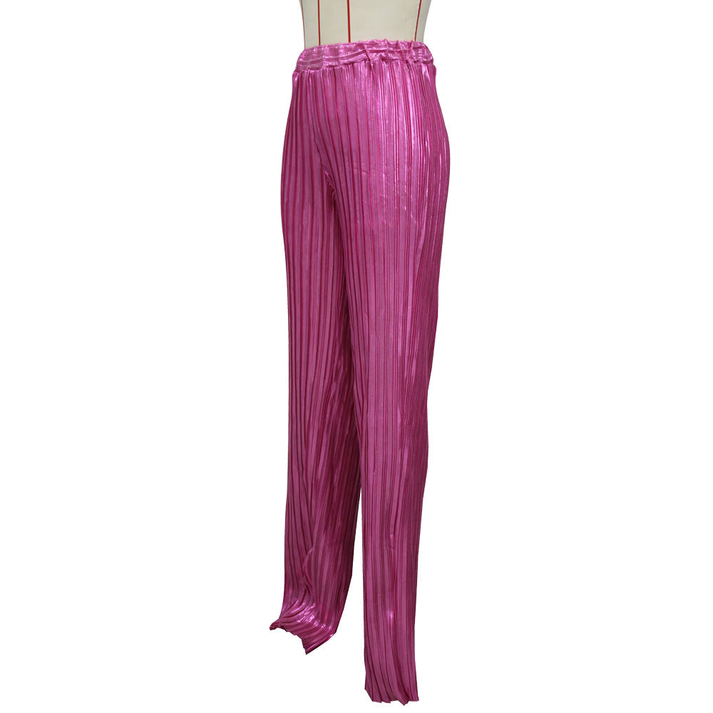 Women Casual Crushed Wide Leg Pants 12