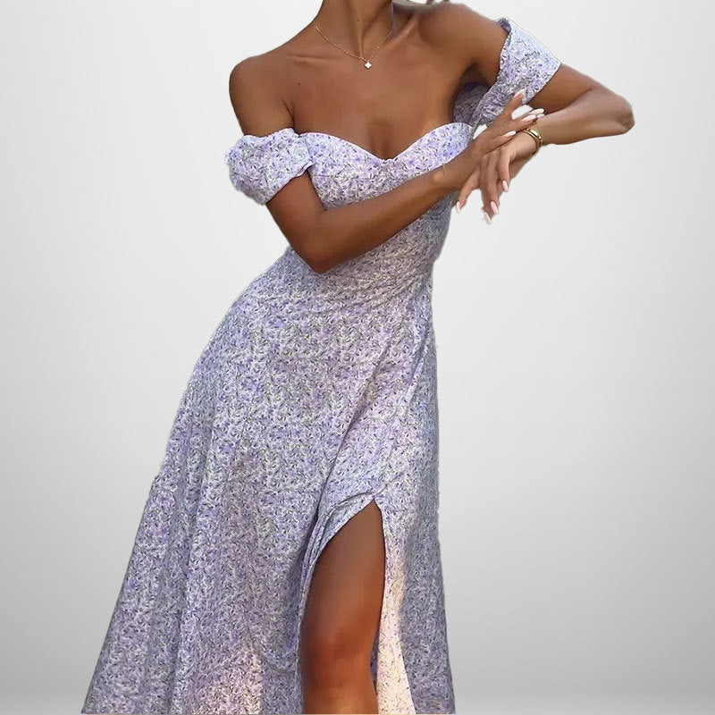 Women Summer Elegant Floral Off-Shoulder Dress 7