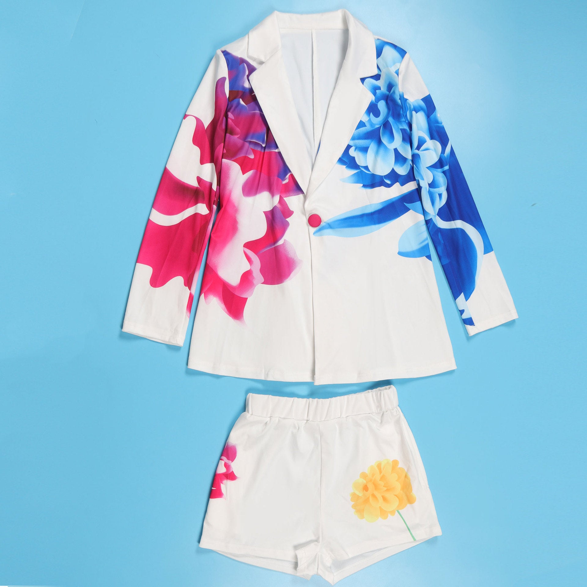 Sexy Plus size suit printed blazer shorts set 29