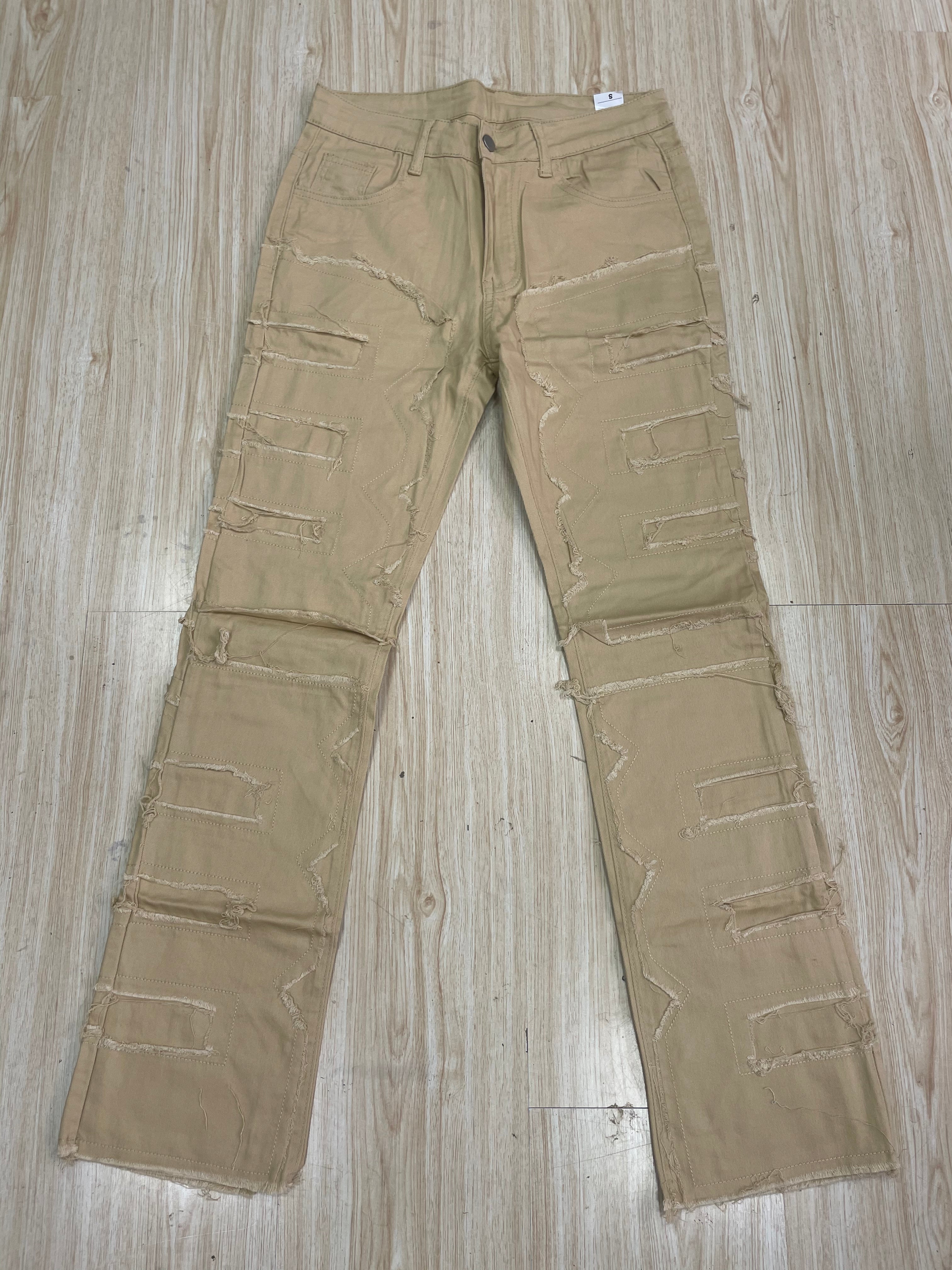 Men's Denim Straight Leg Pants Street Fashion Stretch Patch Denim Straight Leg Pants 17