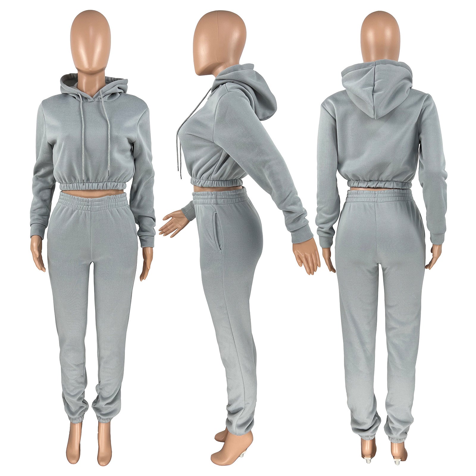 Women's Spring And Winter Velvet Sports Casual Hoodies Jogging Pants Two-Piece Set 25