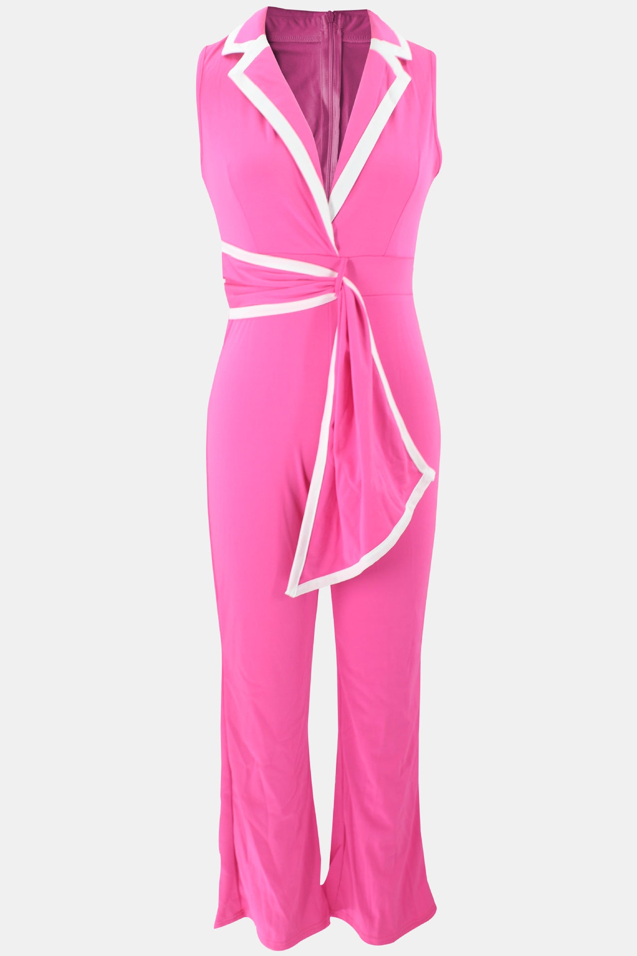 Summer Women's Fashionable V-Neck Chic Elegant Sleeveless Wide Leg Jumpsuit 45