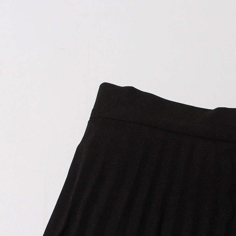 Off-Shoulder Strap Top High-Waist Pleated Skirt Two Piece Set 31