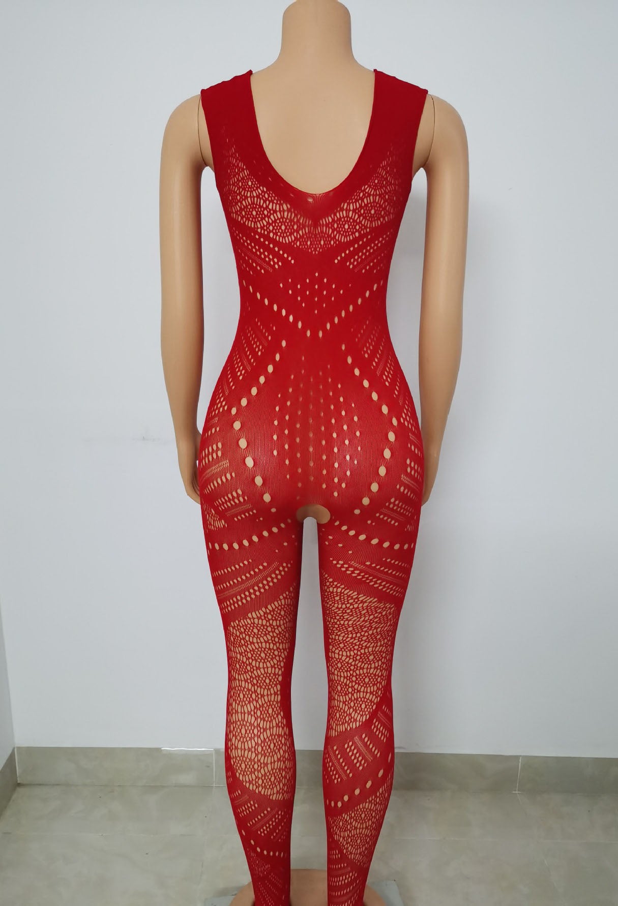 Women Hollow Sexy Halter Neck Mesh Backless Jumpsuit Sexy Lingerie 23