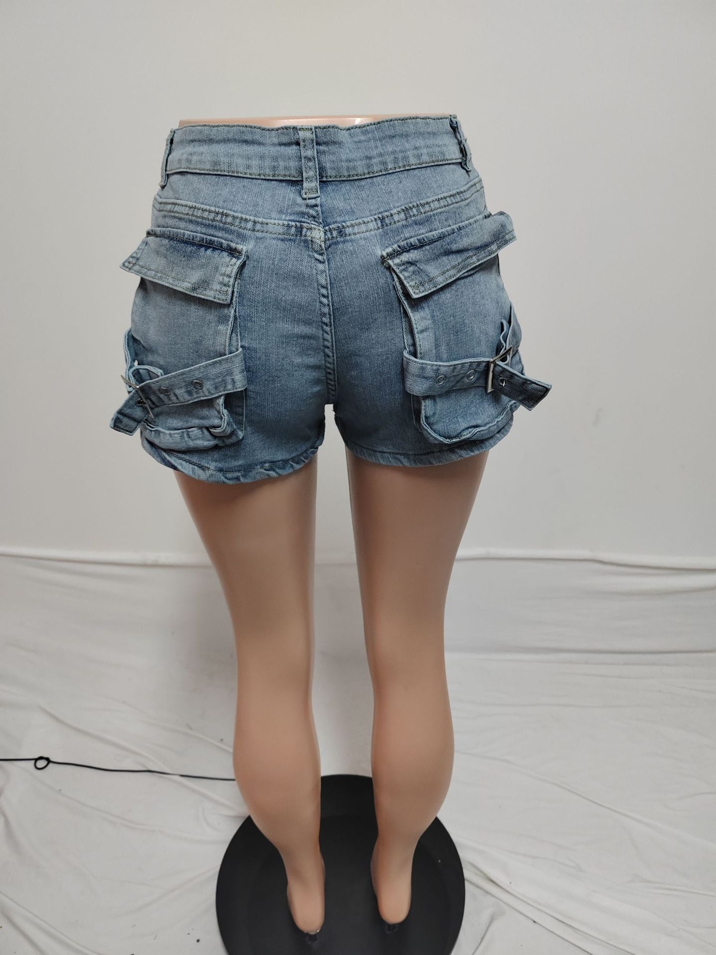 Women Cargo Stretch Denim Shorts 9
