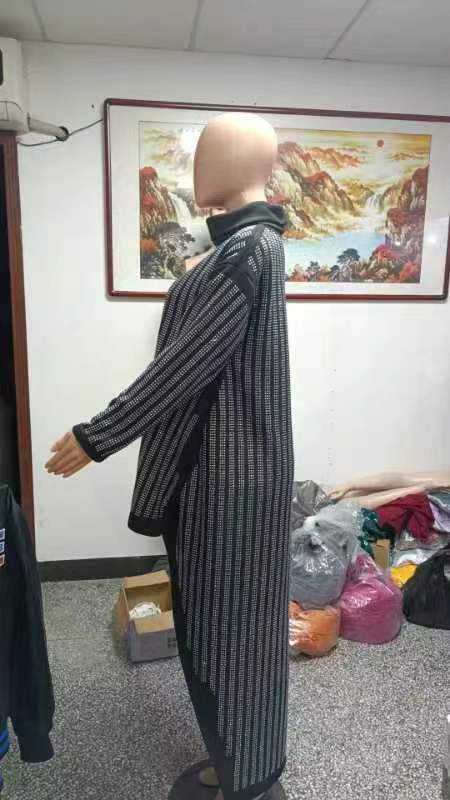 Women High Neck Long Sleeve Beaded Dress 3