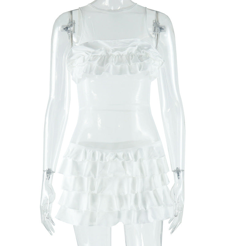 Women solid ruffled bodycon round neck sleeveless dress 12