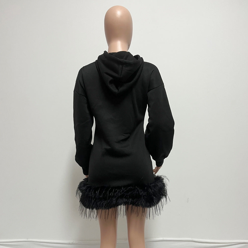 Women Hooded Feather Dress 7