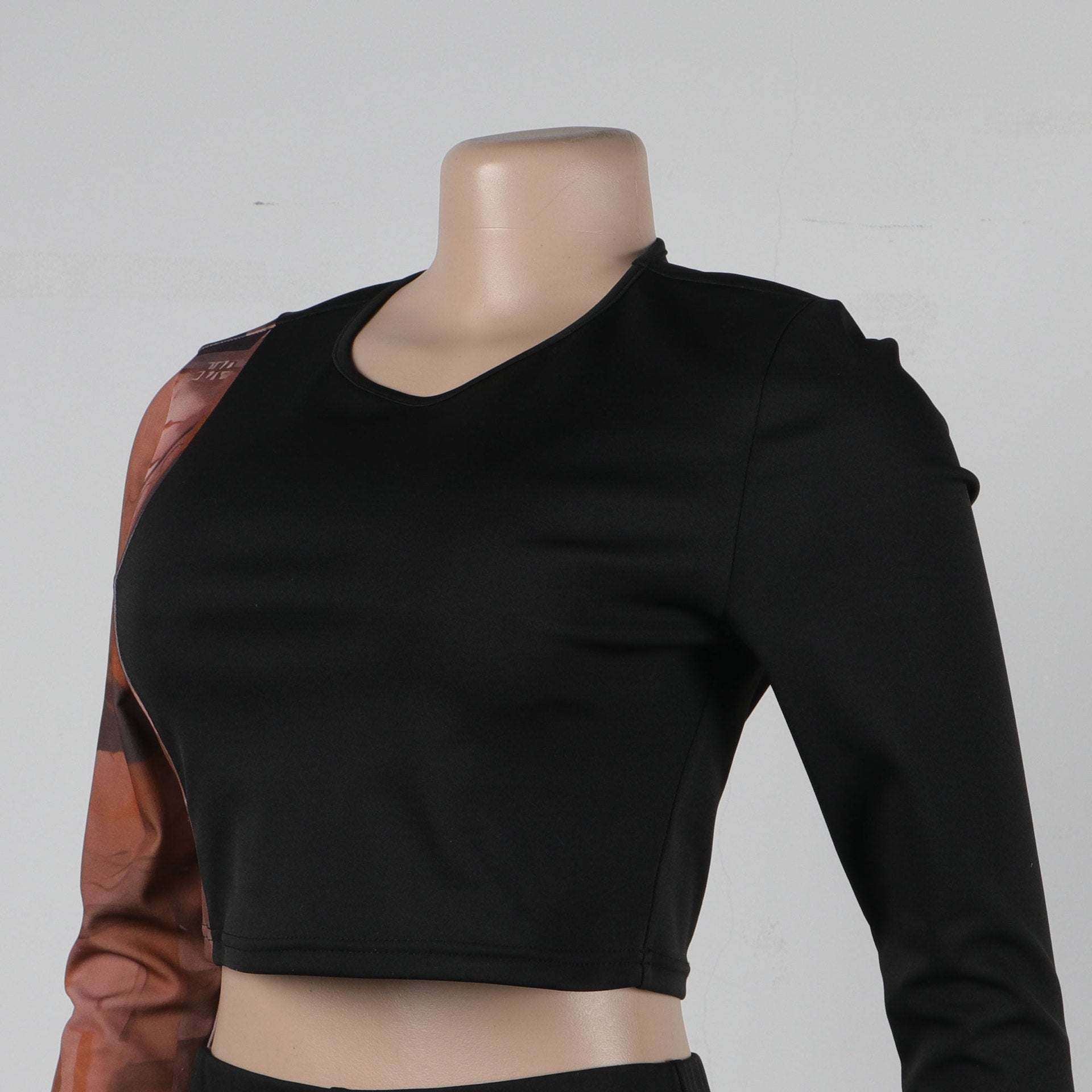 Sexy Printed Patchwork Contrast Slim Fit Long Sleeve Two-Piece pants Set 14