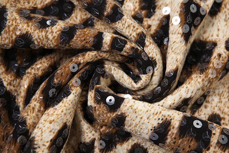 Spring women's clothing fashion sequin leopard straps Bodycon Dress 19