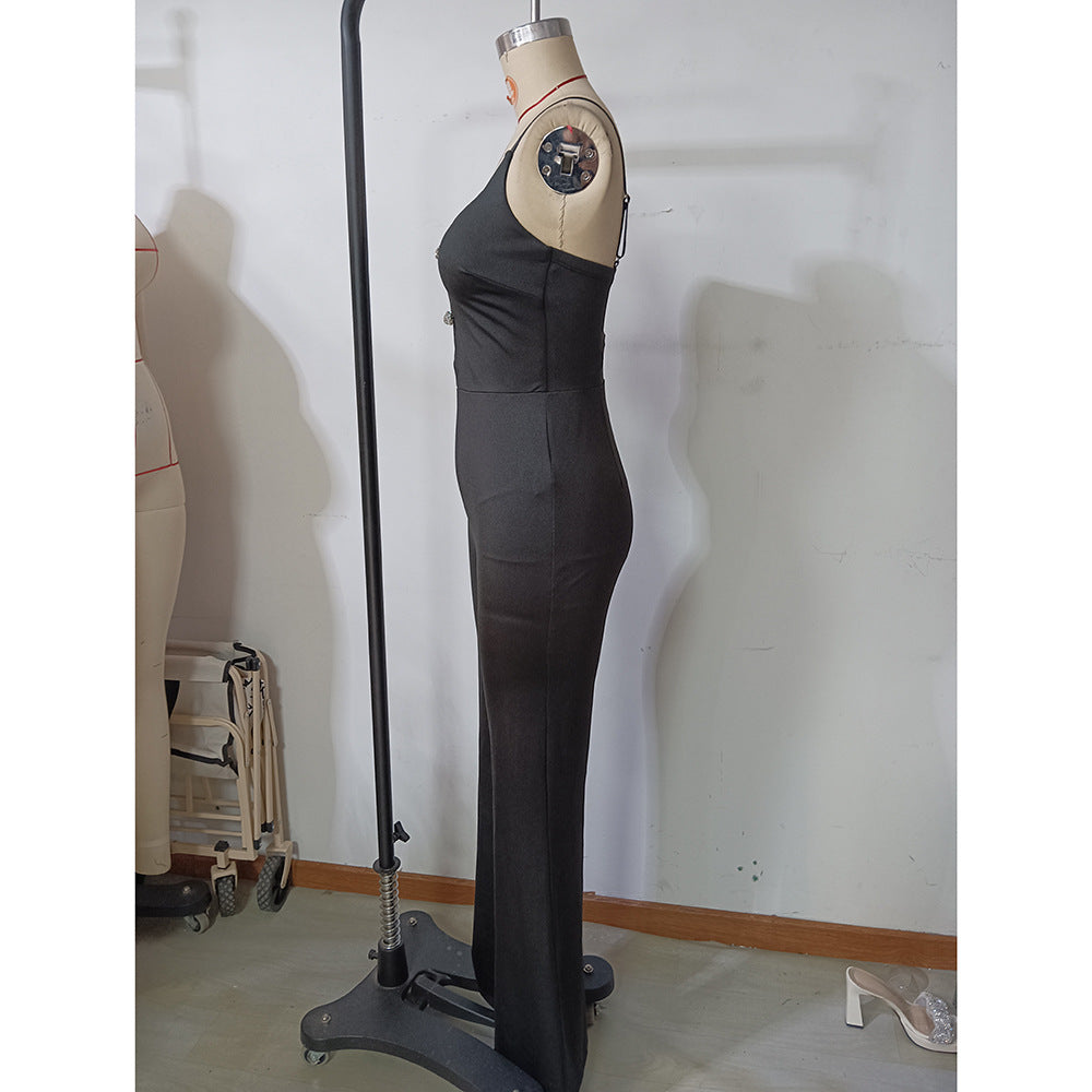 Women summer hollow diamond patchwork suspenders Jumpsuit 5