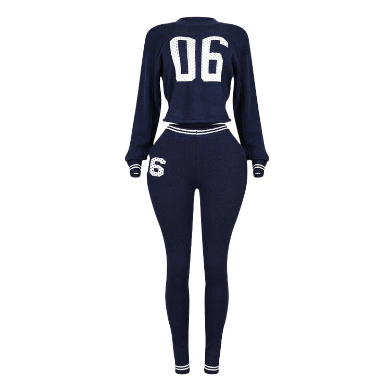 Spring Sports Fashion Long Sleeve Letter Sweater Sports Pants Two Piece Set 10