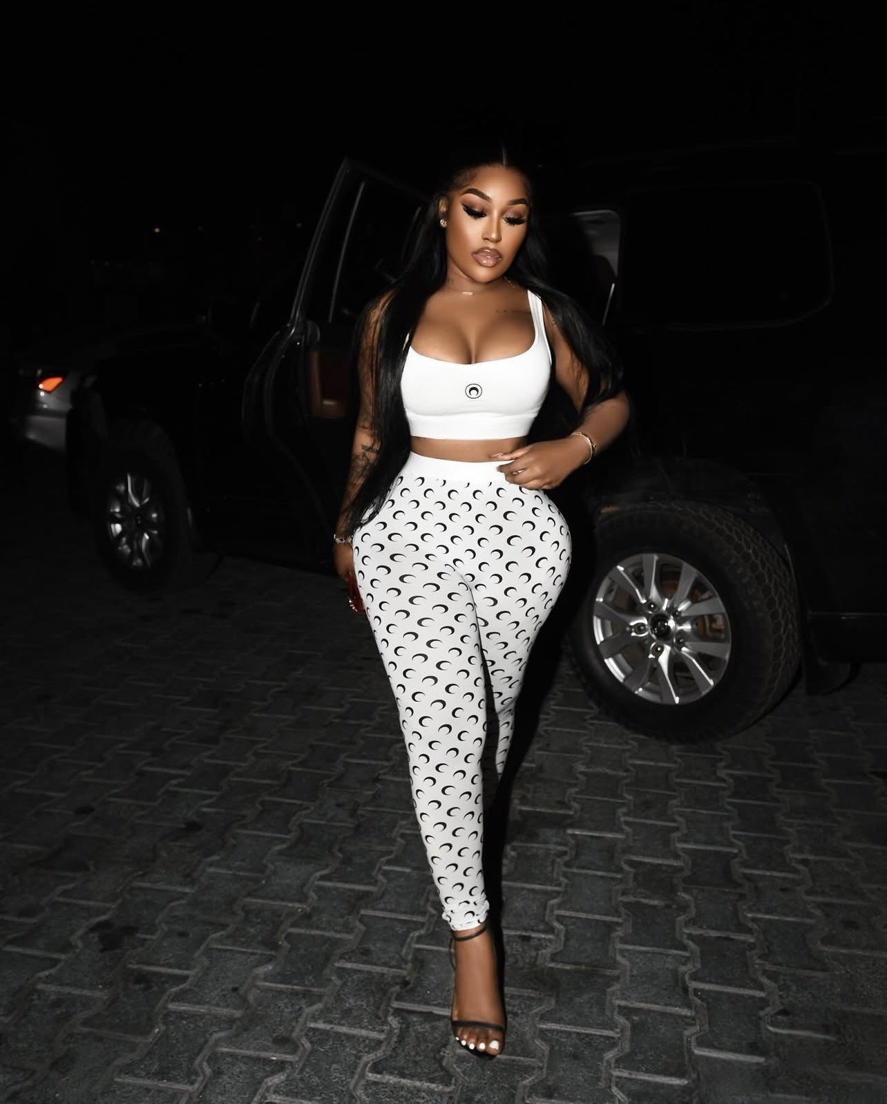 Crescent Print Vest Pants Sexy Slim-Fit Two Piece Set 4