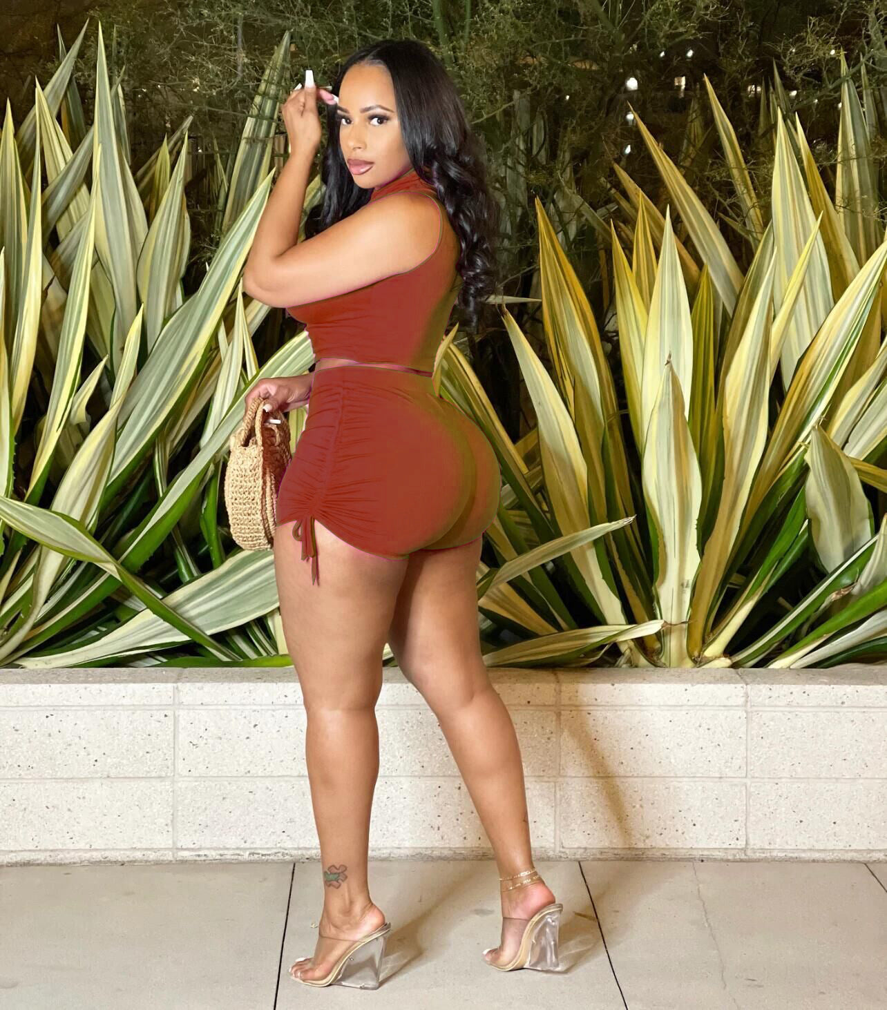 Women clothes drawstring two-piece summer vest shorts set 10