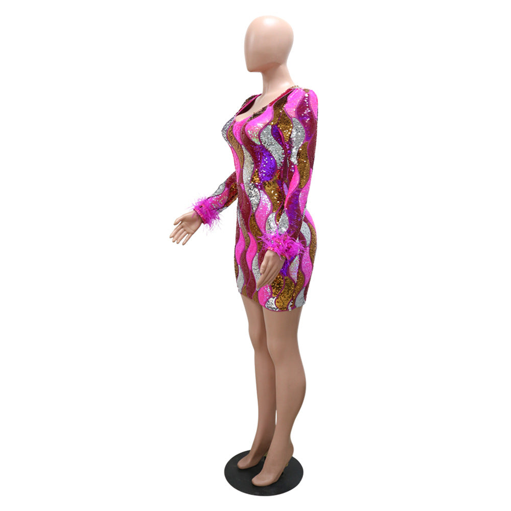 Stylish Sequin Sexy Bodycon Women Party Dress 16