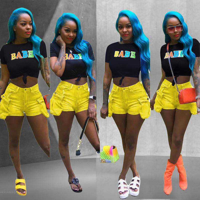 Women's Pocket Denim Shorts Casual Summer Style