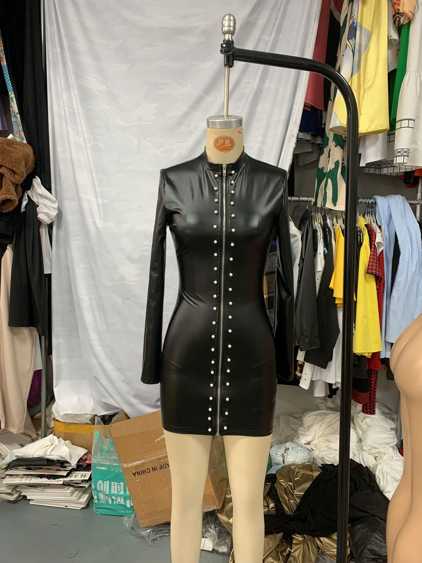 Women’s Casual Solid Color Zip-Up Mini Dress 7