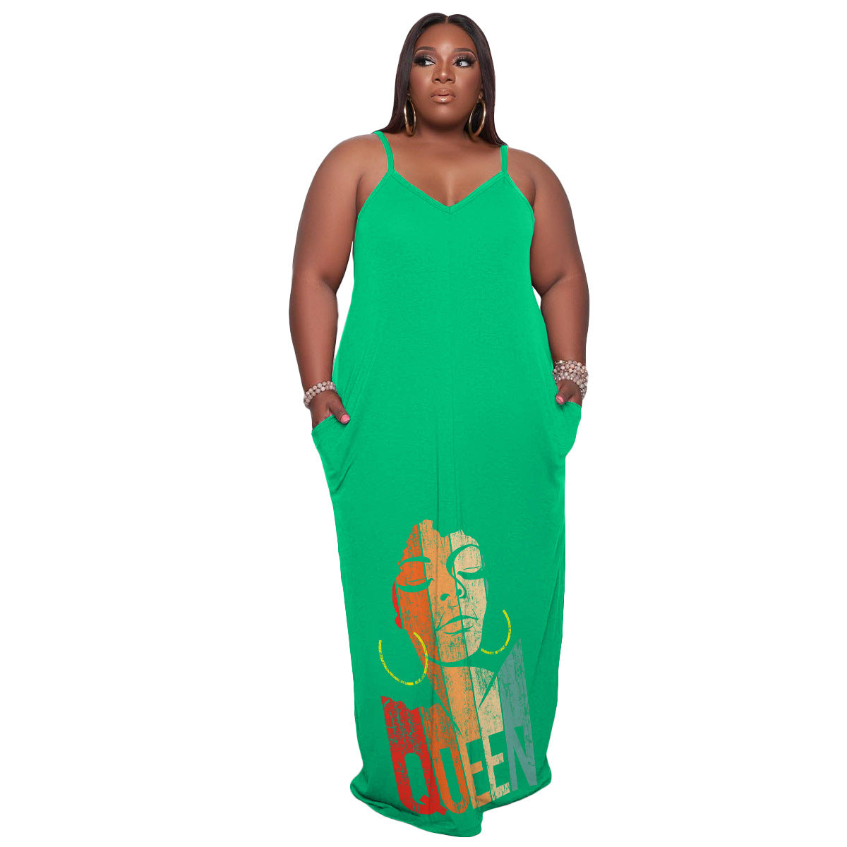 Plus Size Women Printed Slip Dress 15