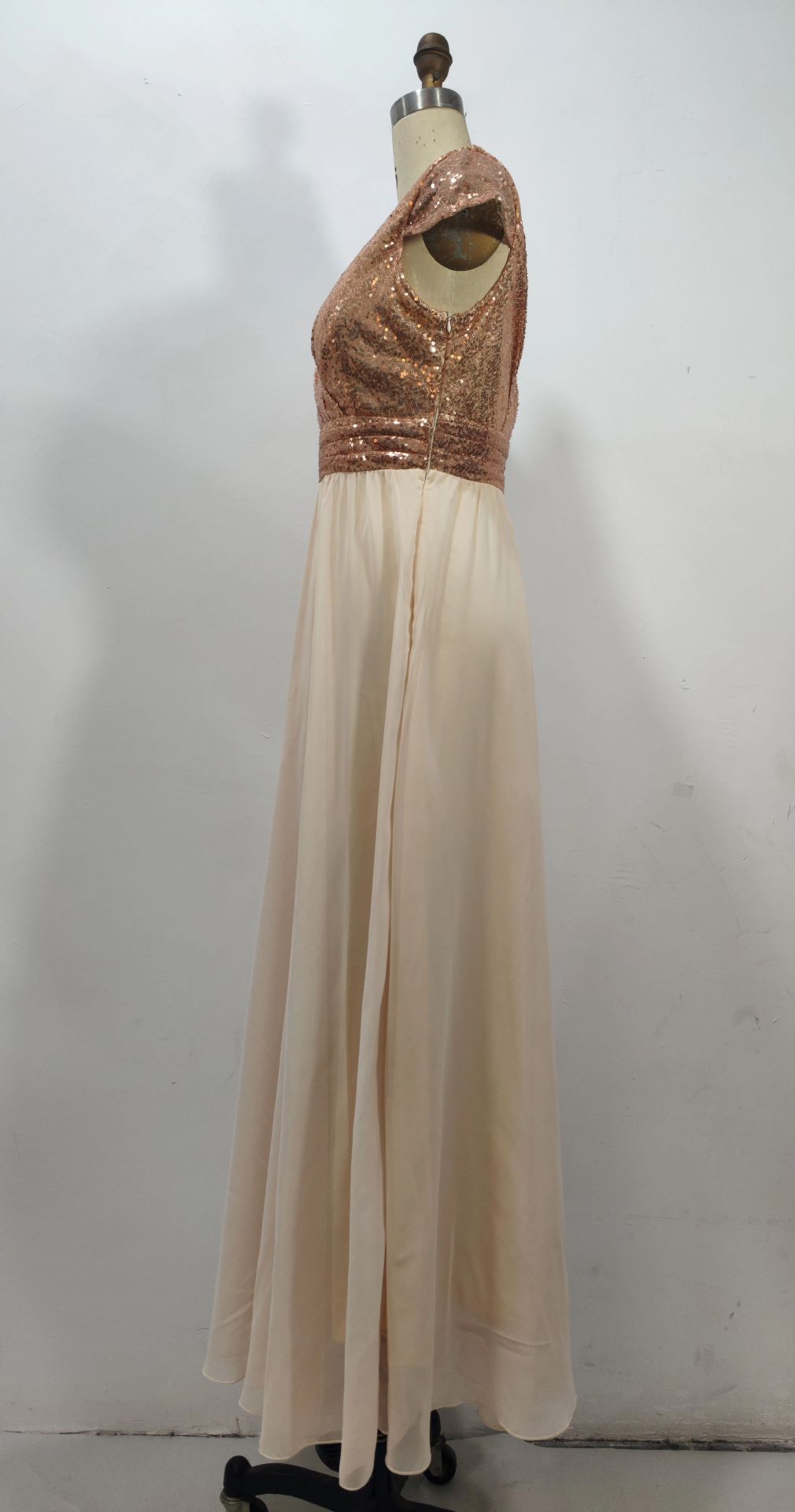 Women Summer V Neck Sequined Chiffon Patchwork Evening Dress 10