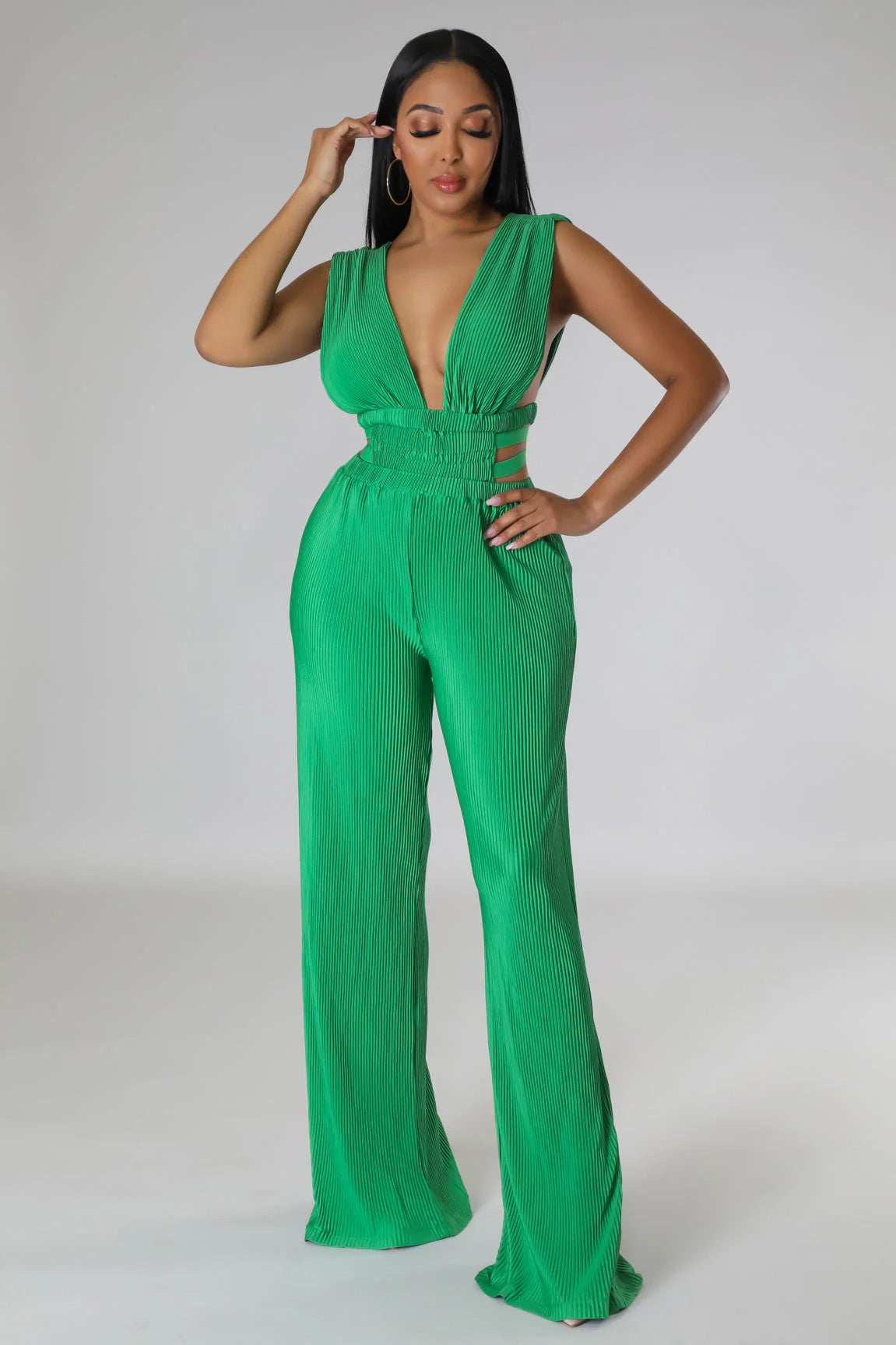 Women's V-Neck Sexy High Waist Tight Fitting Jumpsuit 9