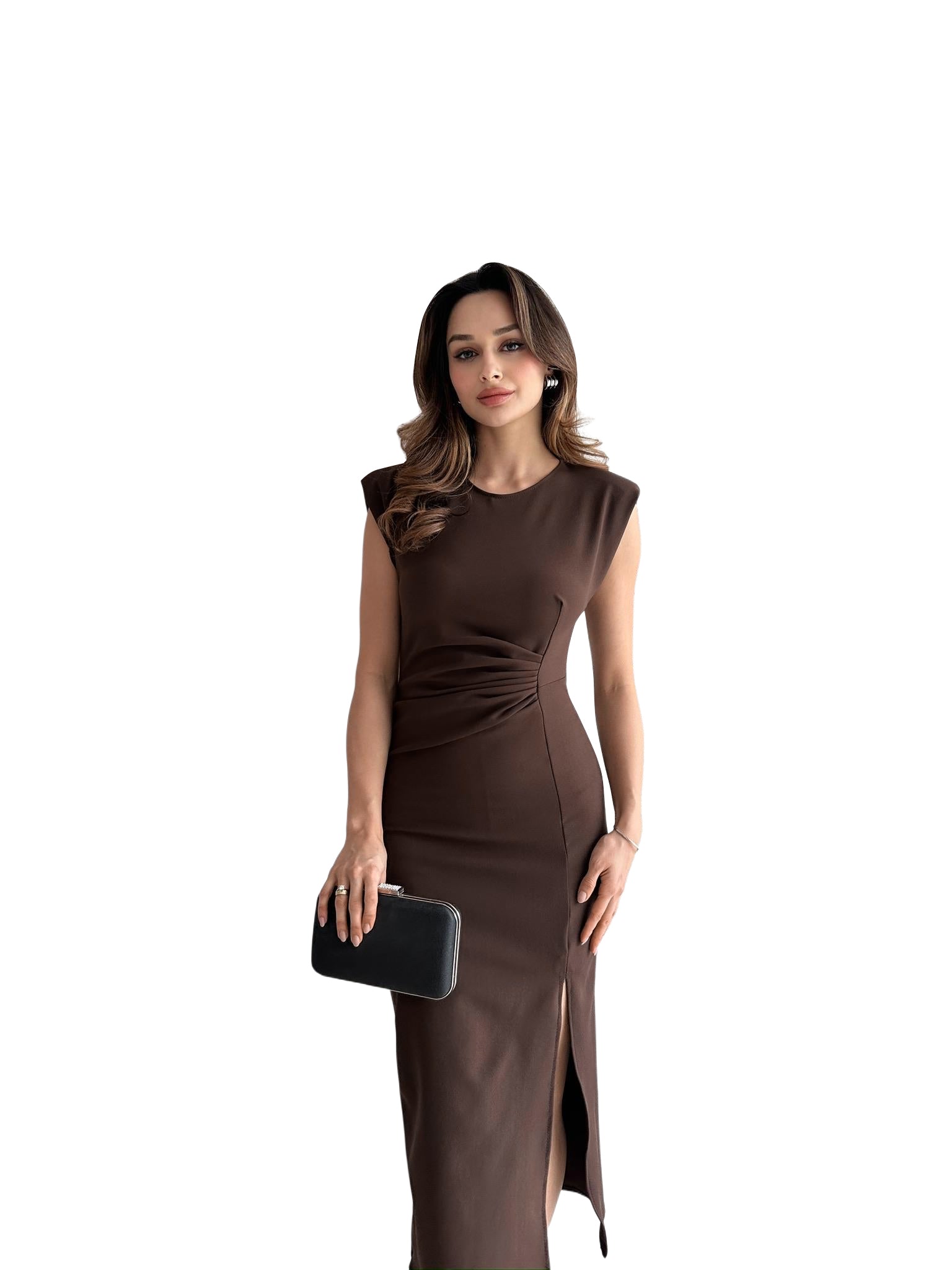 Solid Color Sleeveless Elegant Midi Dress 13