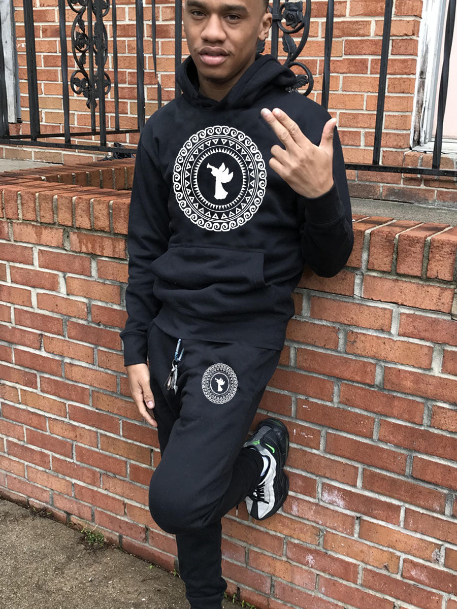 Stylish Abstract Print Hooded Comfortable Casual Hoodies Sweatpants Two-Piece Set 3