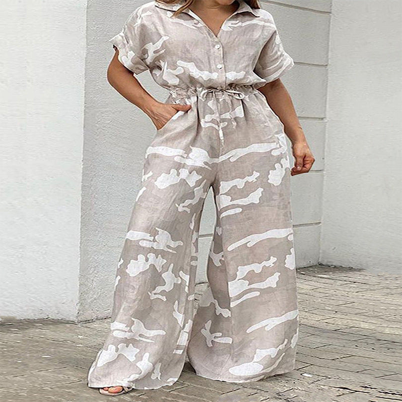Plus Size Women's Fall Short Sleeve Jumpsuit 3
