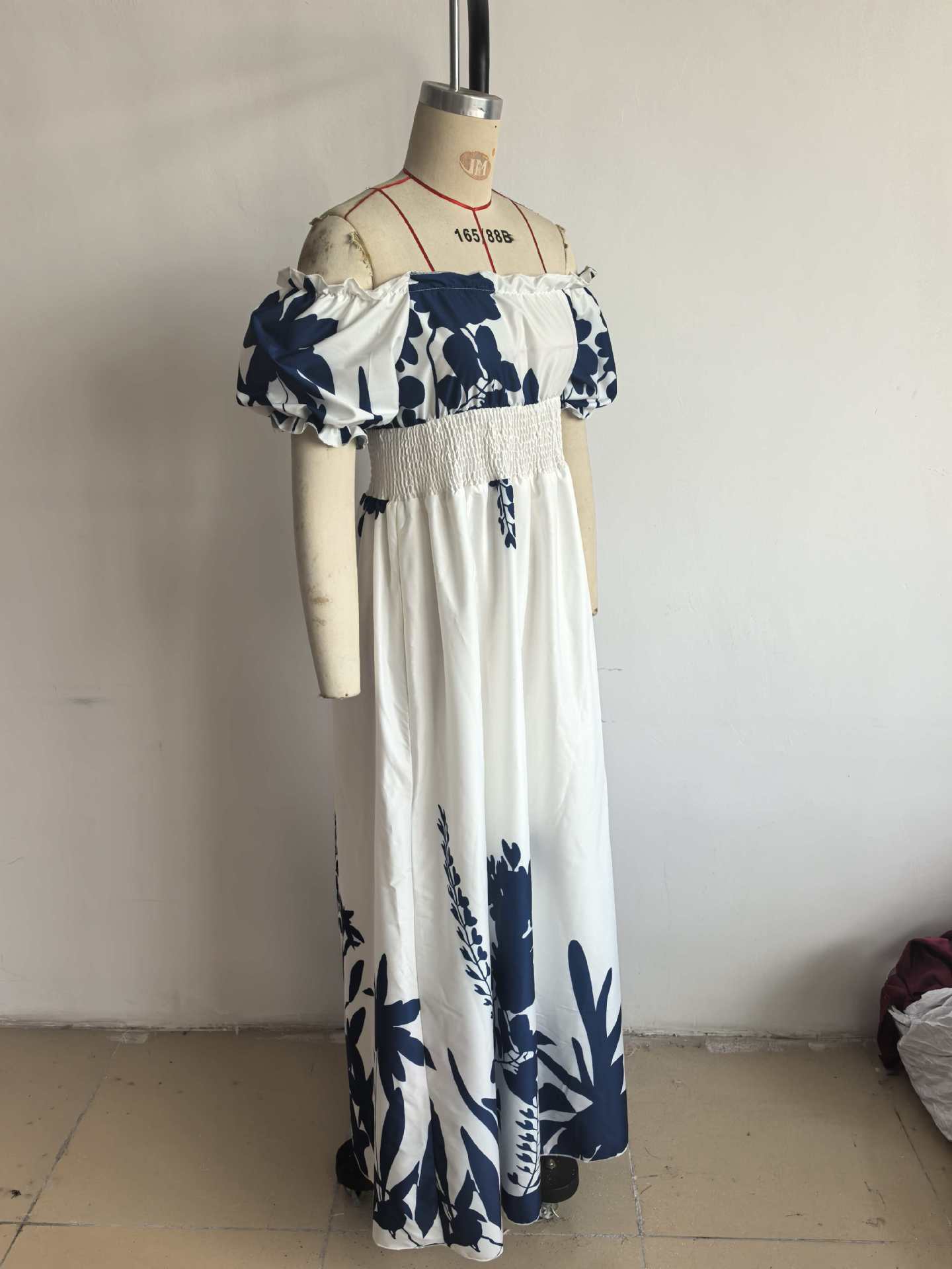 Women Summer Puff-Sleeve Printed Strap Dress 14